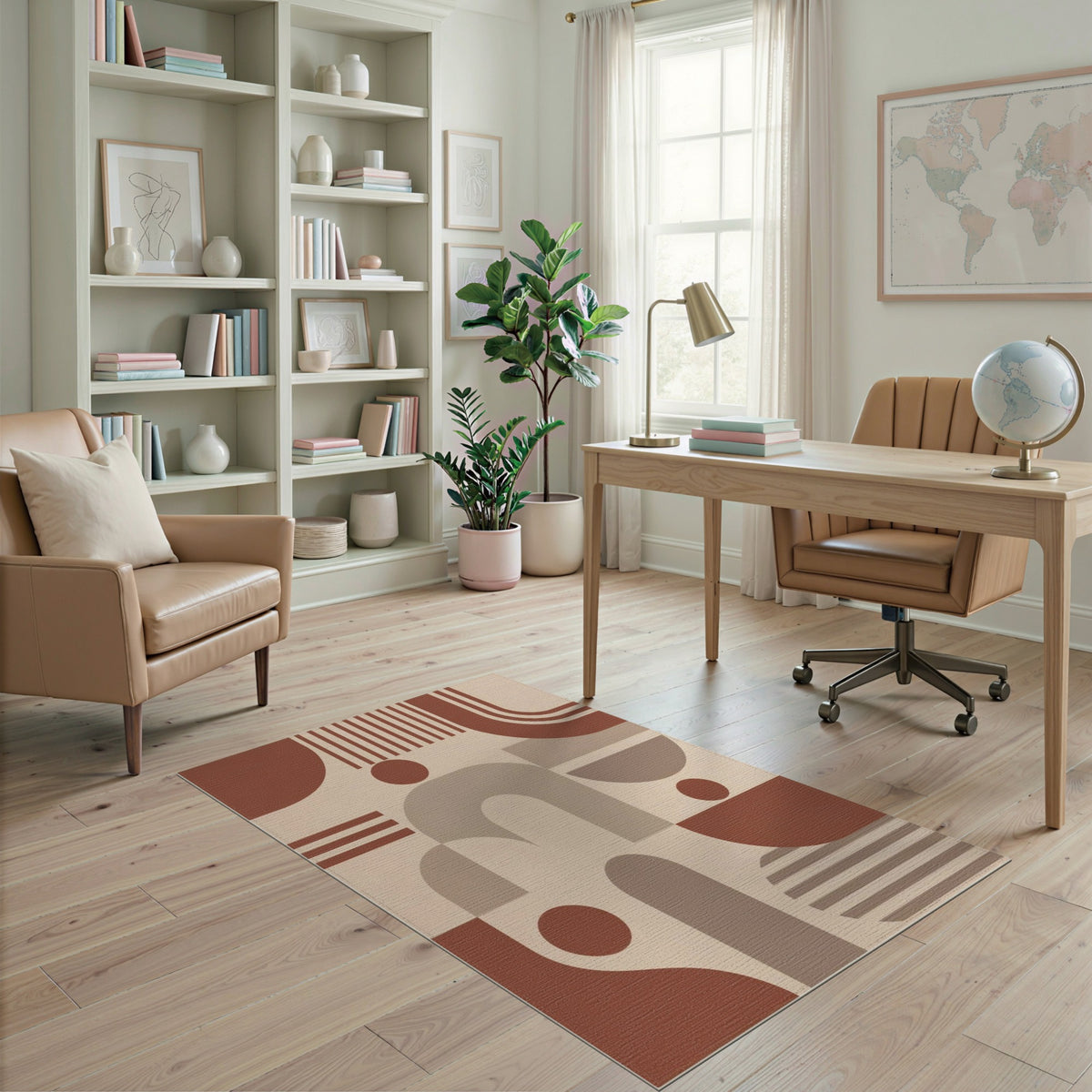 Geometric Brown Arch Area Rug