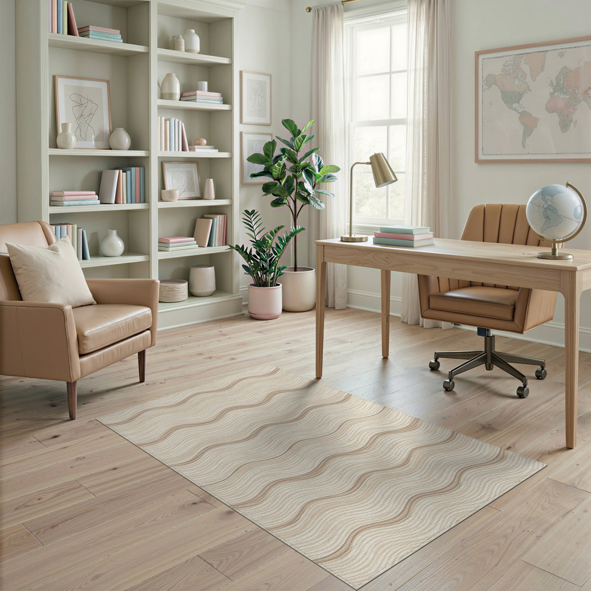 Beige Wavy Abstract No. 18 Area Rug
