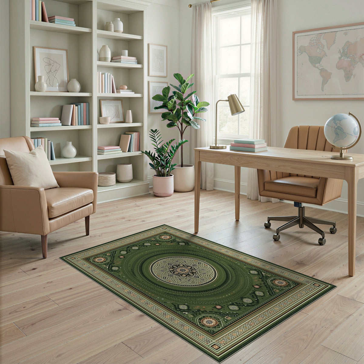 Green Mandala Traditional Persian Area Rug