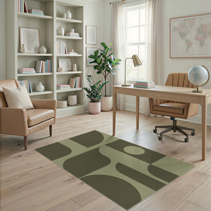 Olive Green Olive Green Geometric Area Rug