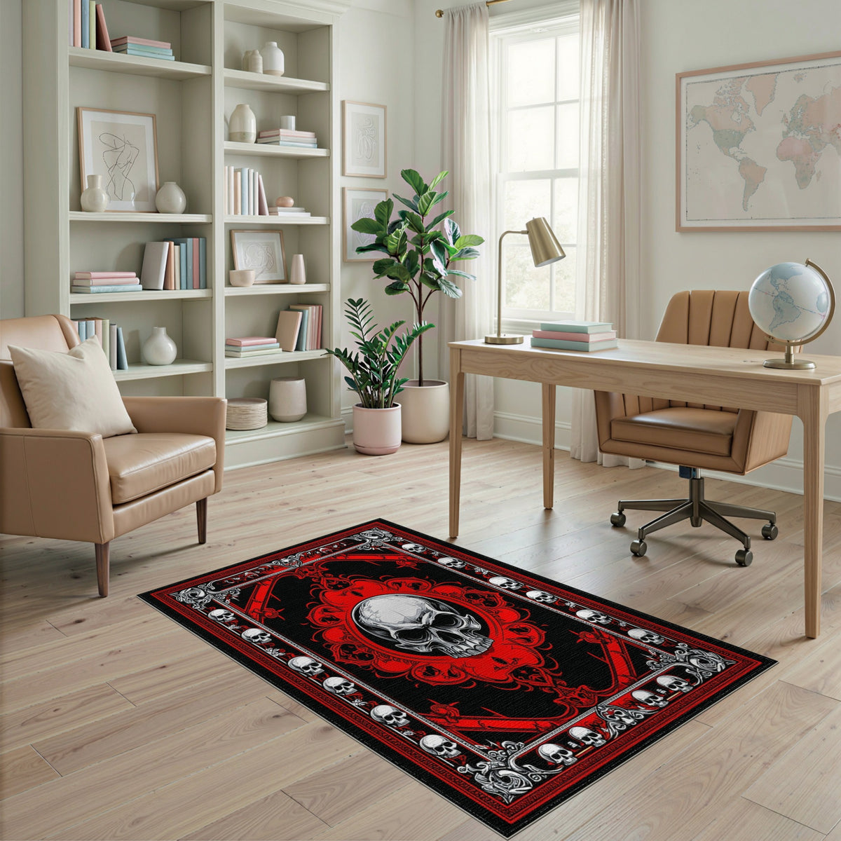 Red Skull Medallion Area Rug