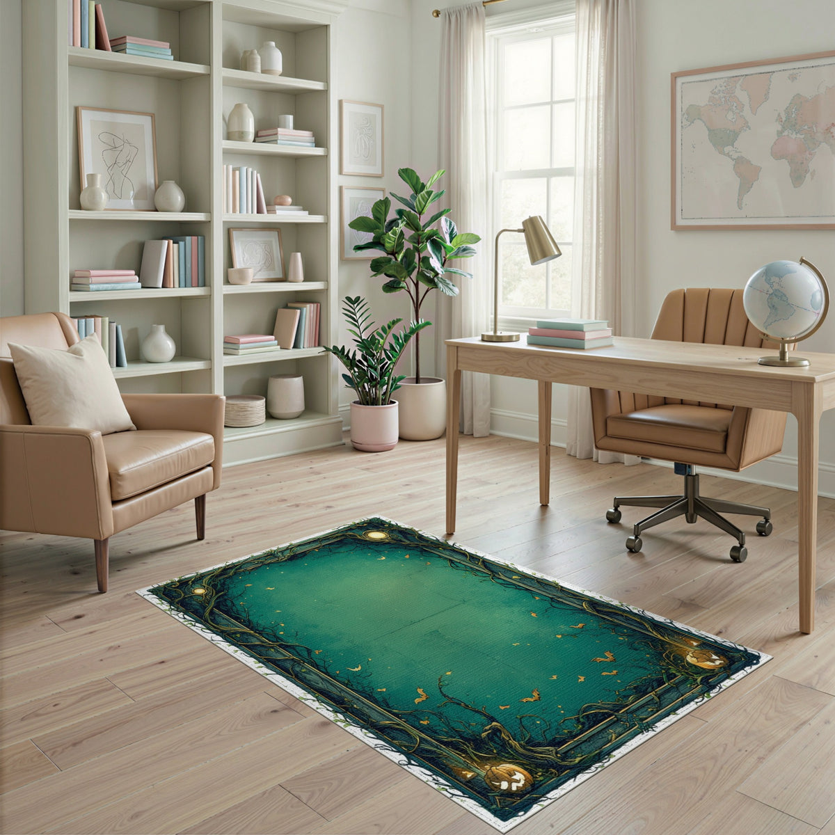 Enchanted Teal Vine Halloween Area Rug