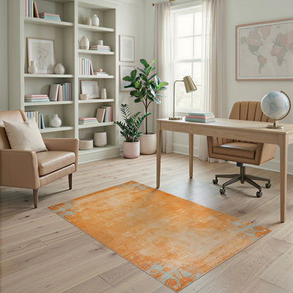 Orange Distressed Vintage Area Rug