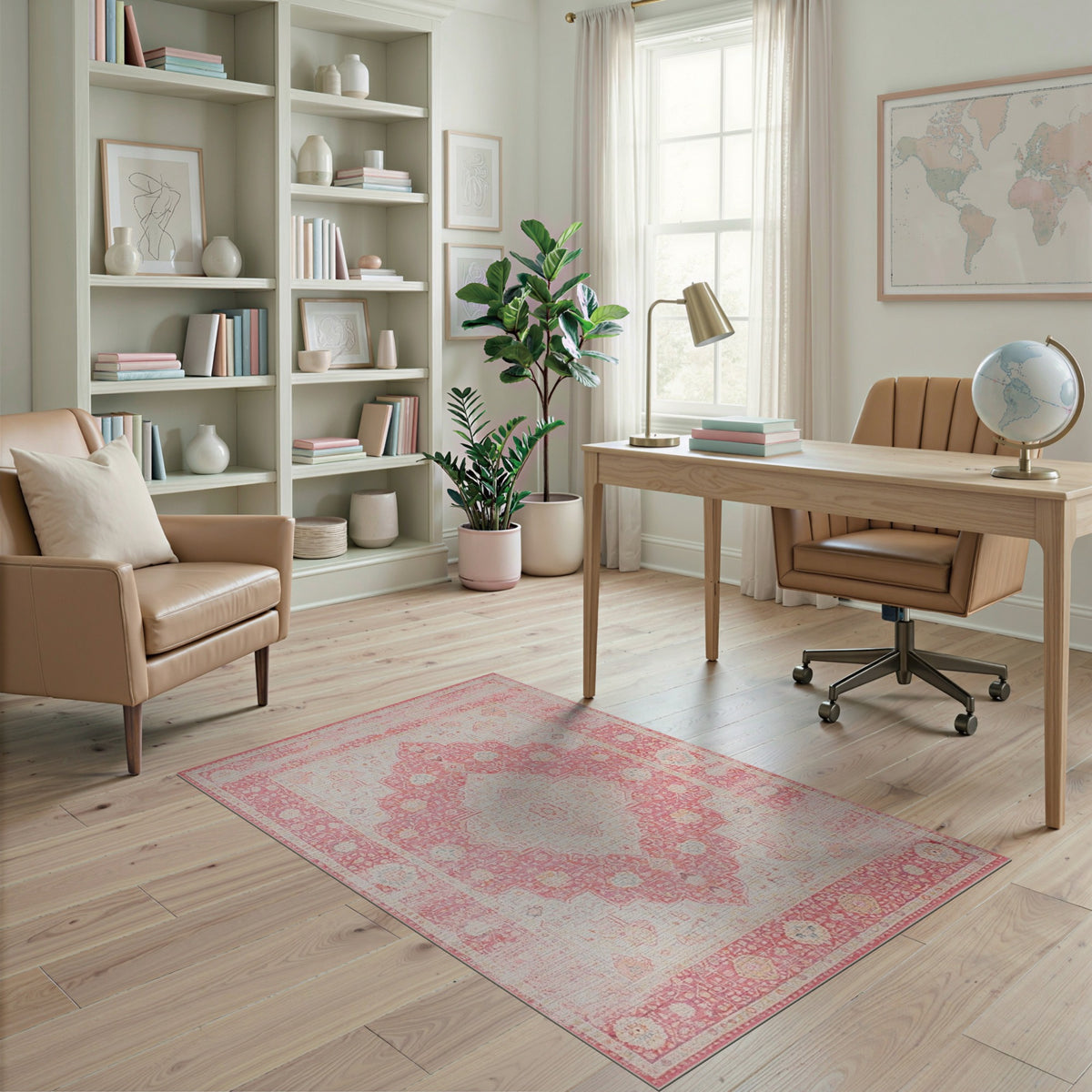 Pink Distressed Vintage Medallion No. 2 Area Rug