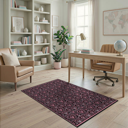 Pink Heart Boho Chic Area Rug