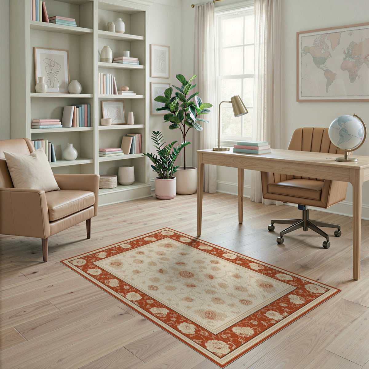 Red Floral Vintage Area Rug