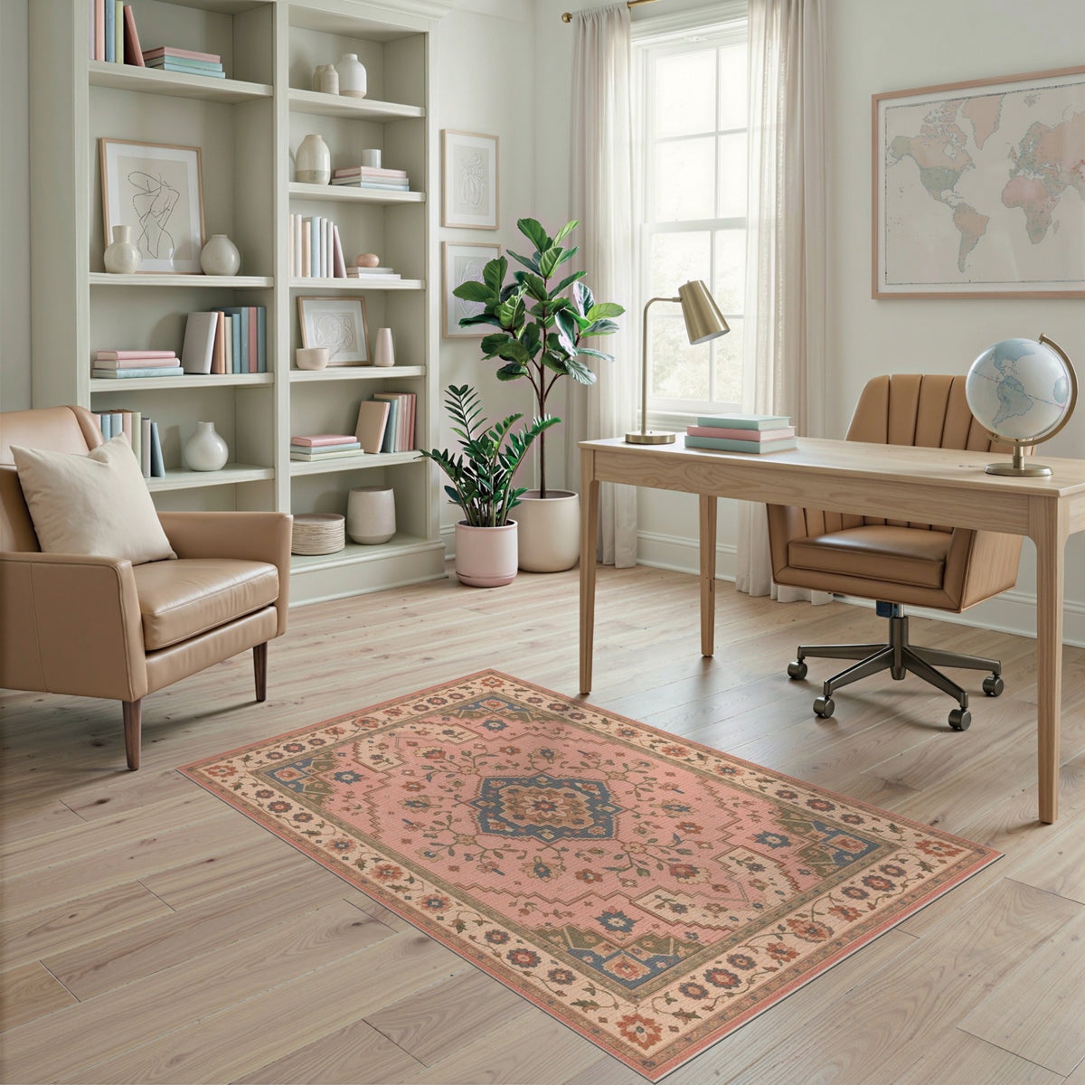 Medallion Pink Floral Medallion Vintage Area Rug