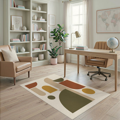 Geometric Brown Tan Brown and Tan Area Rug