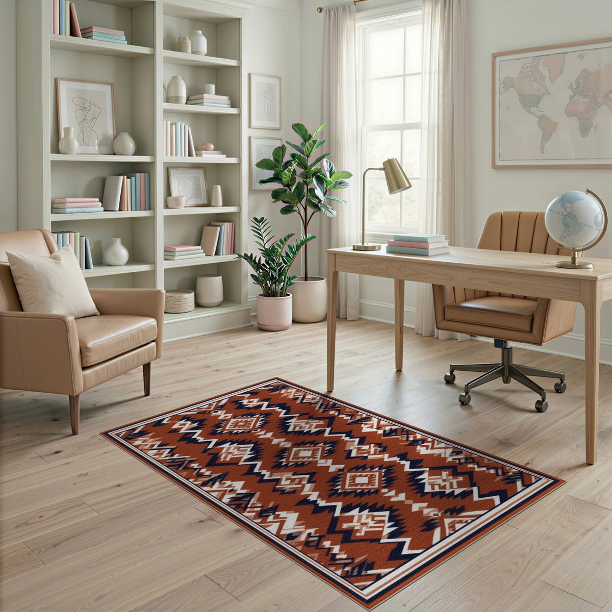 Brown and Tan Geometric Southwestern Brown Geometric Area Rug