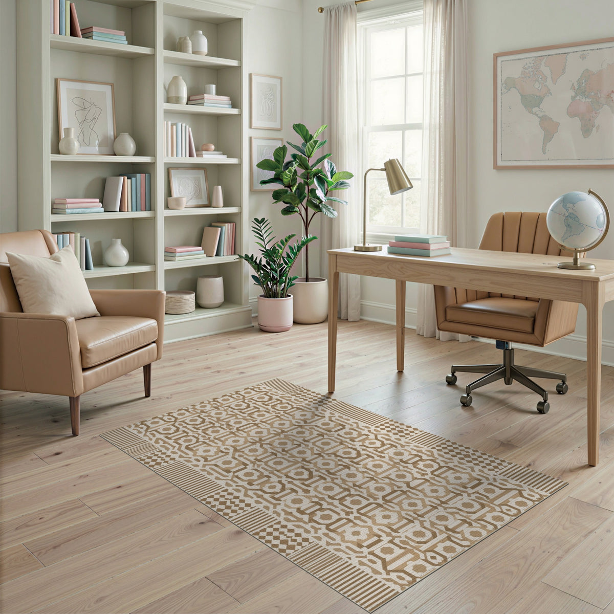 Brown Tan Geometric Area Rug
