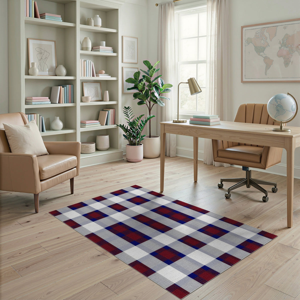 Red Blue Buffalo Check Area Rug