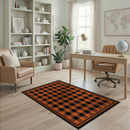 Bold Orange Buffalo Check Area Rug