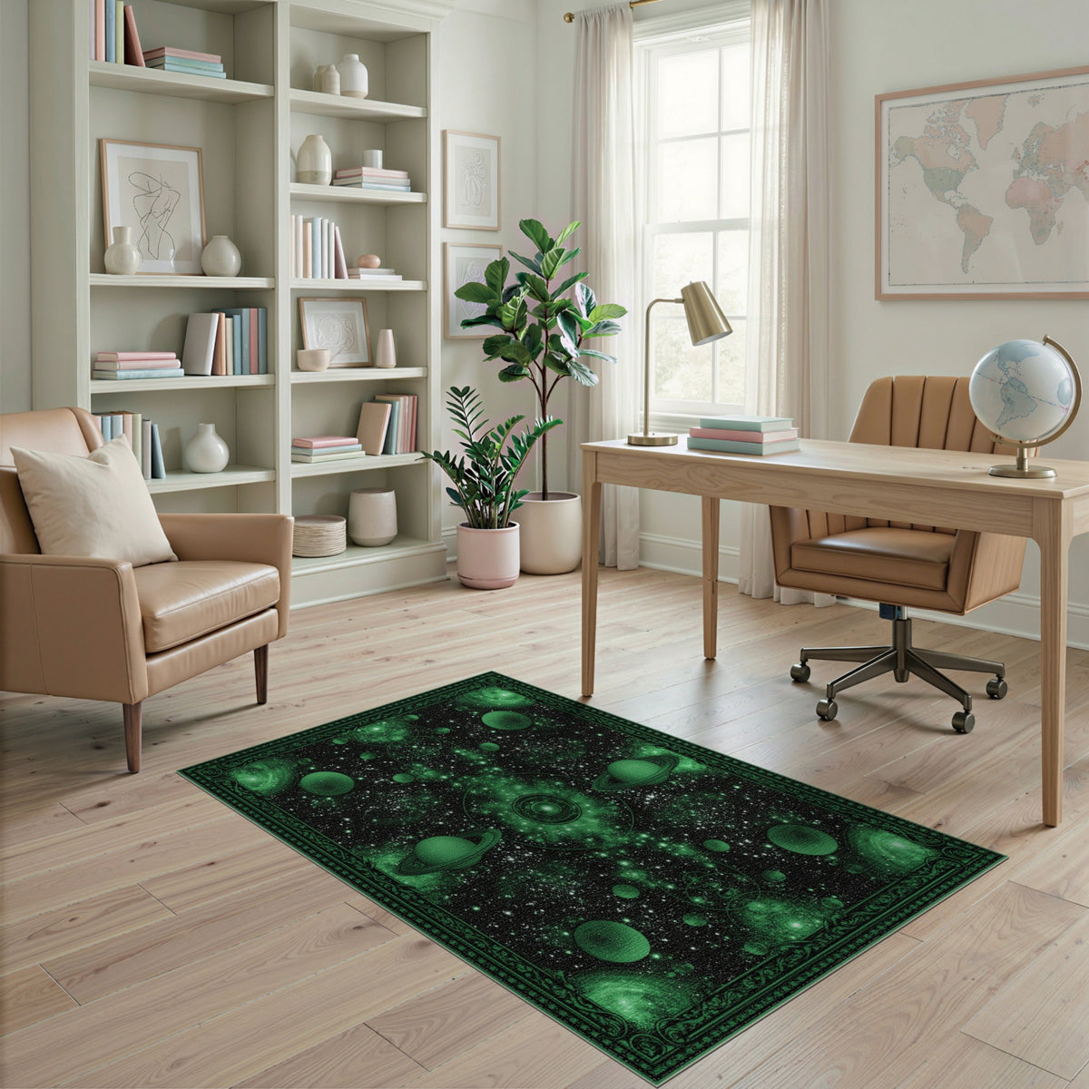 Green Celestial Orbit Area Rug