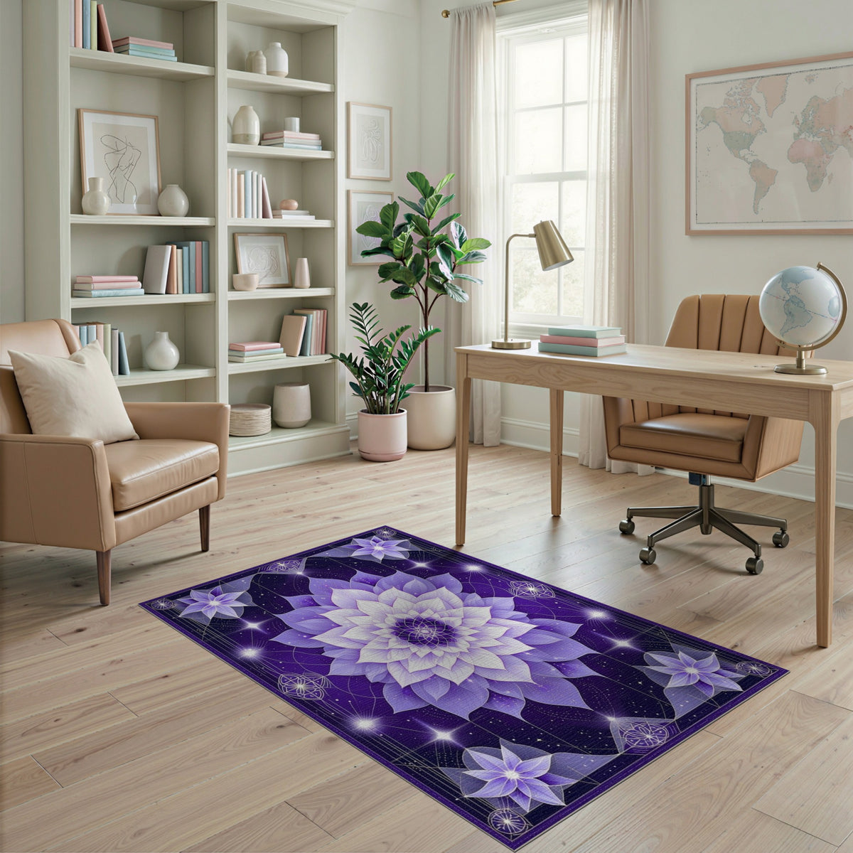 Purple Lotus Mandala Area Rug