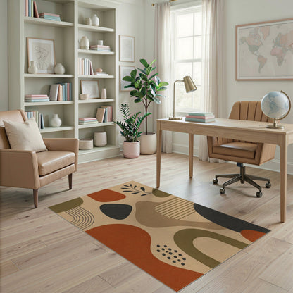 Earthy Abstract Area Rug in Brown Tan