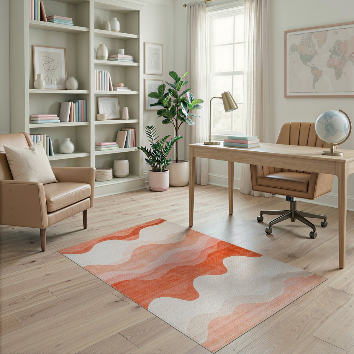 Orange Abstract Area Orange Wavy Abstract Area Rug