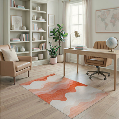 Orange Abstract Area Orange Wavy Abstract Area Rug