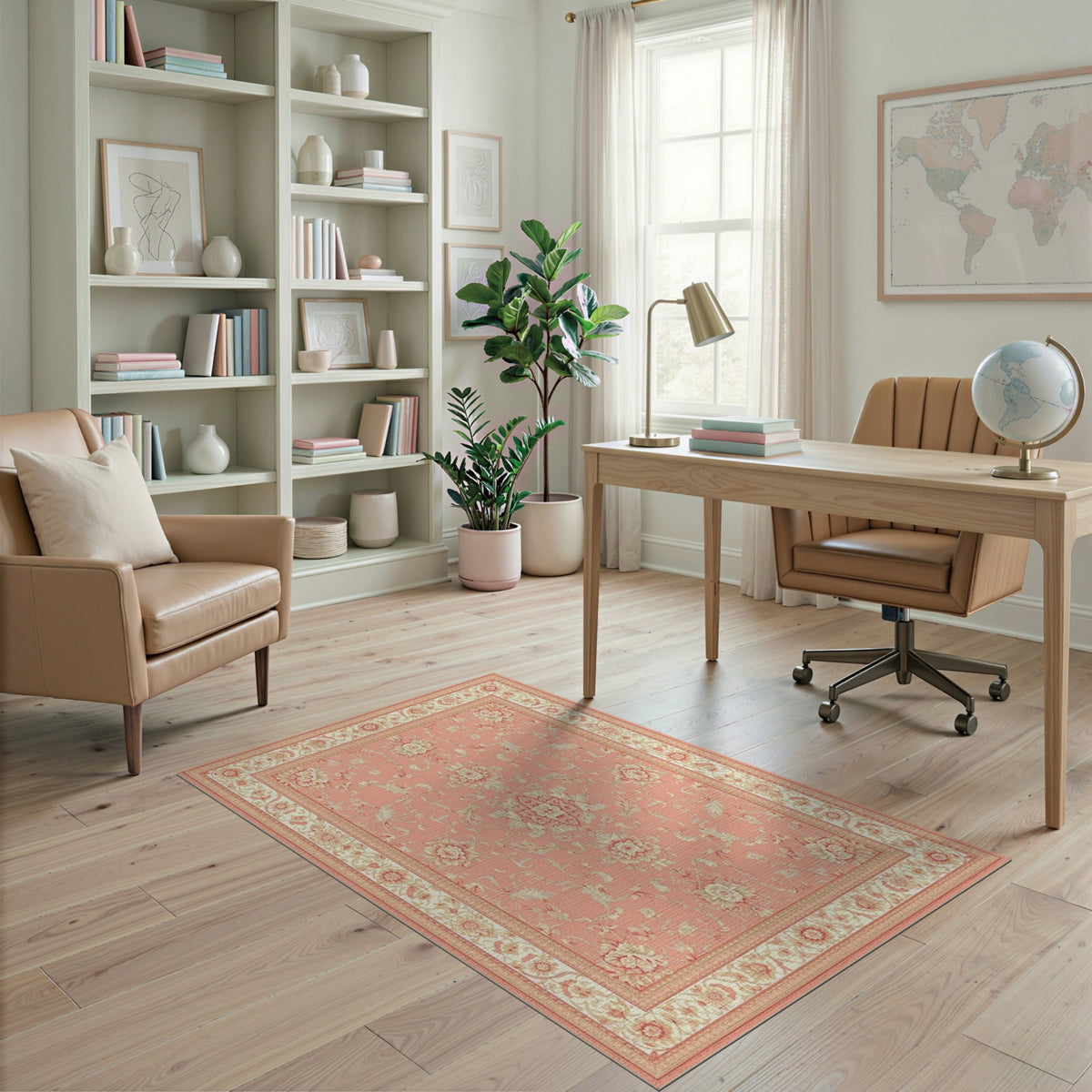 Pink Floral Vintage Area Rug