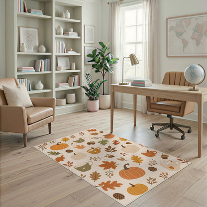 Cozy Autumn Pumpkin Area Rug