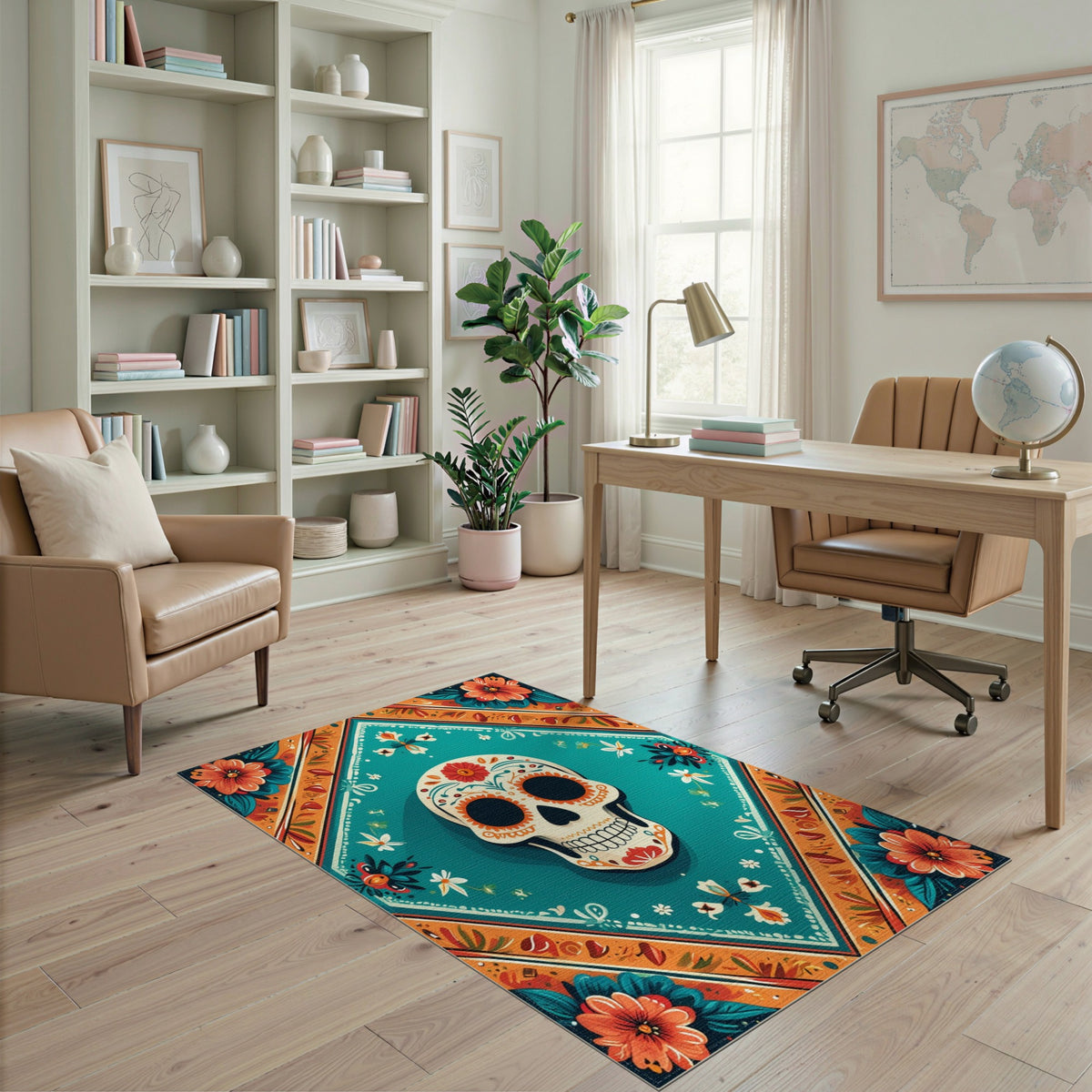 Heritage Tribal Vibrant Sugar Skull Floral Area Rug