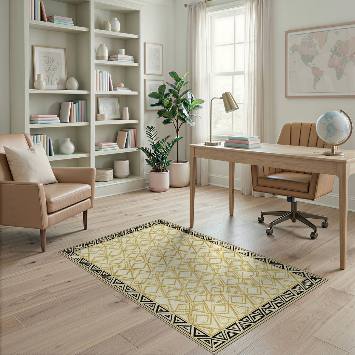 Geometric Modern Gold Geometric Diamond Area Rug