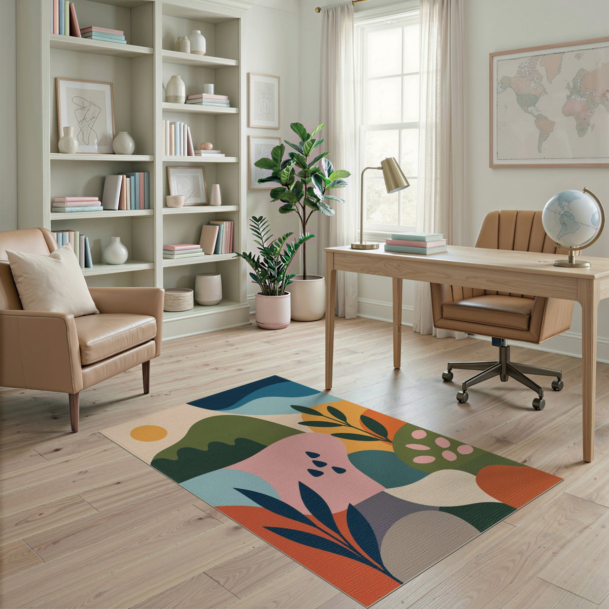 Abstract Botanical Multi-Color Area Rug