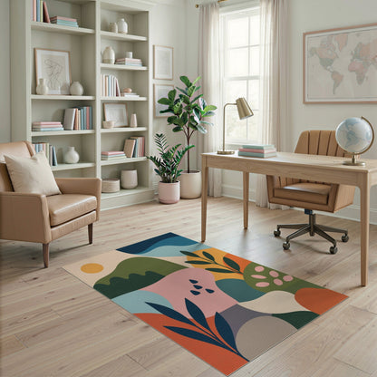 Abstract Botanical Multi-Color Area Rug
