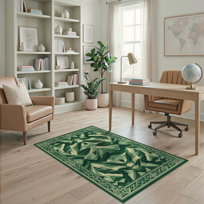 Green Geometric Mountain Area Rug