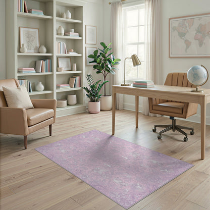 Pink Floral Unicorn Area Rug