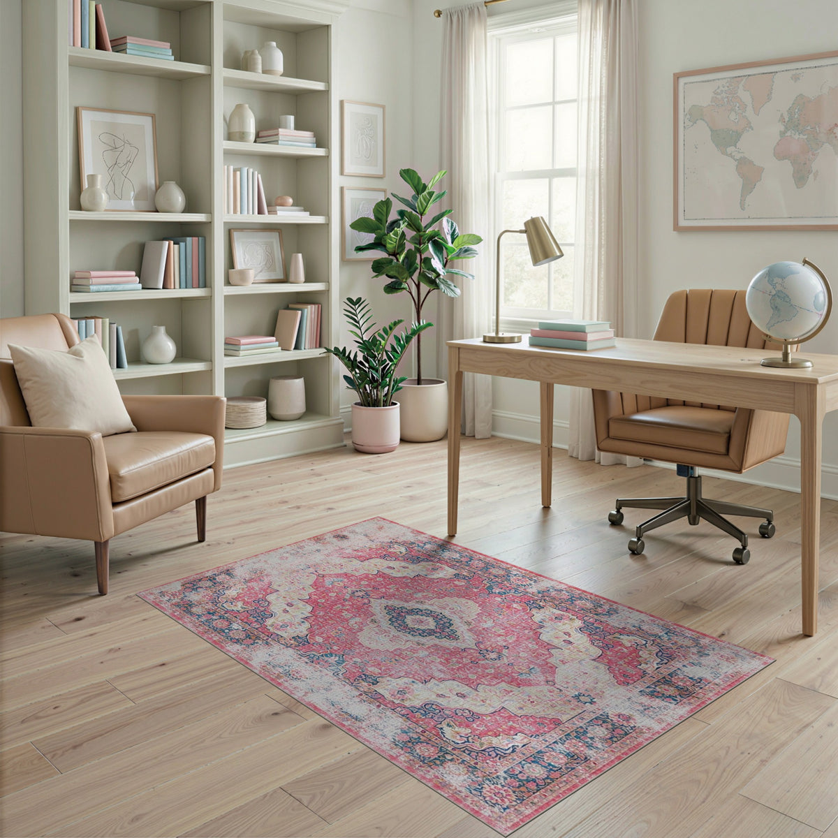 Medallion Distressed Vintage Pink Distressed Vintage Medallion Area Rug