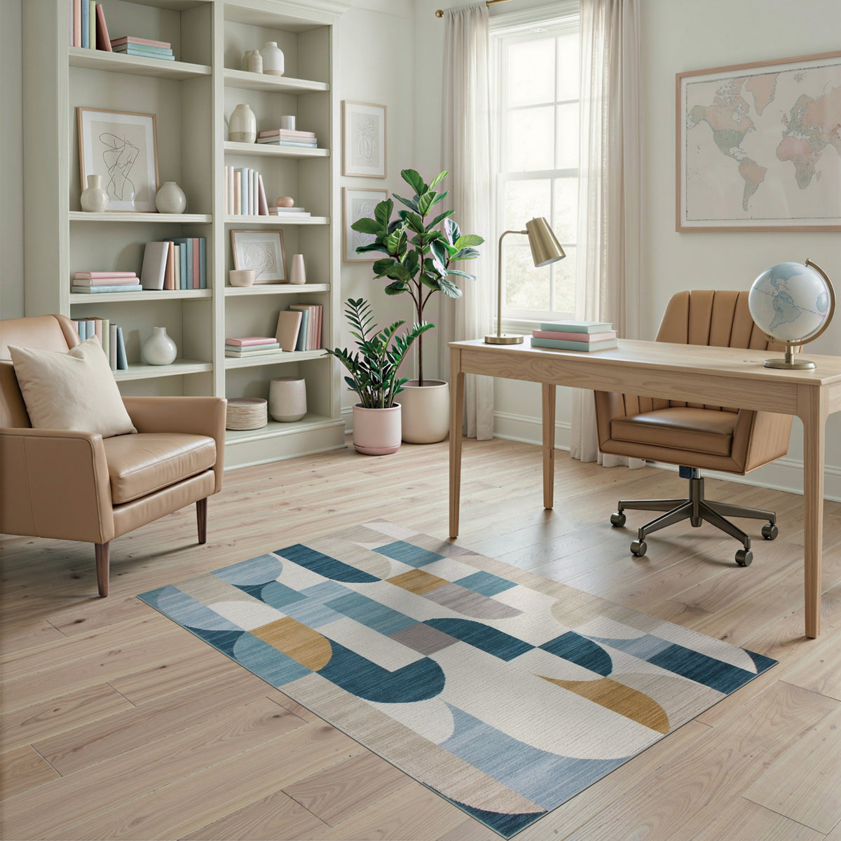 Blue Teal Geometric No. 16 Area Rug