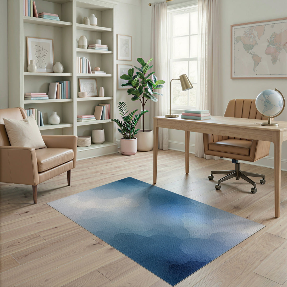 Ethereal Blue Cloud Abstract Area Rug