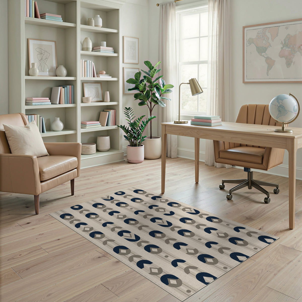 Geometric Modern Navy Geometric Area Rug
