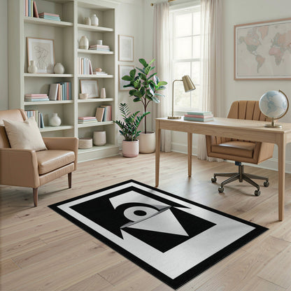 Bold Black White Geometric Area Rug