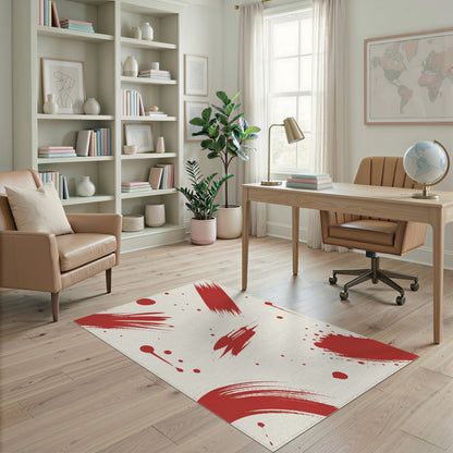 Abstract Area Red Abstract Brushstroke Area Rug