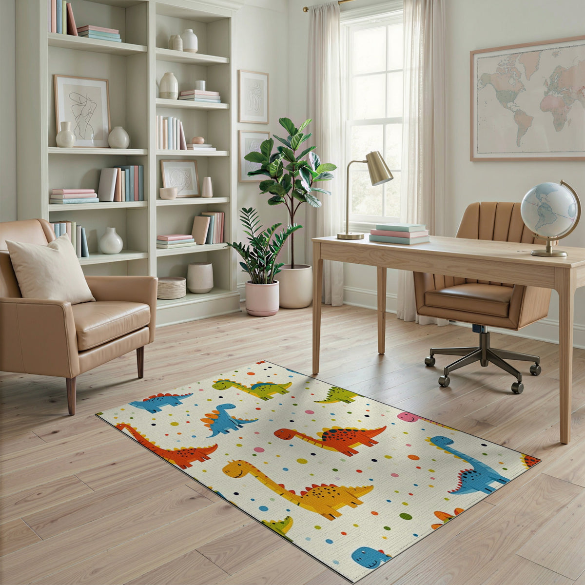 Kids Cartoon Colorful Dinosaur Kids Cartoon Area Rug