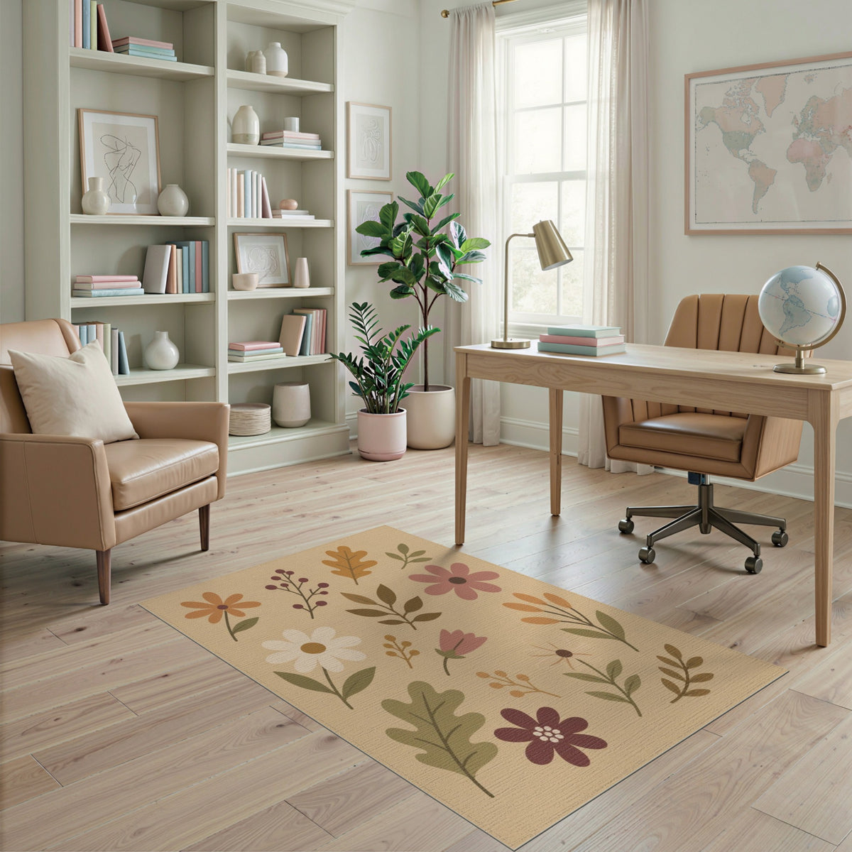 Earthy Floral Vintage Area Rug