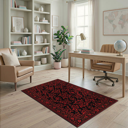 Red ODIKA Red Floral Persian Area Rug