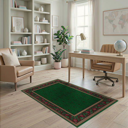 Green Traditional Persian Floral Area Rug