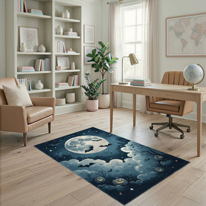 Halloween Moon Bats Area Rug