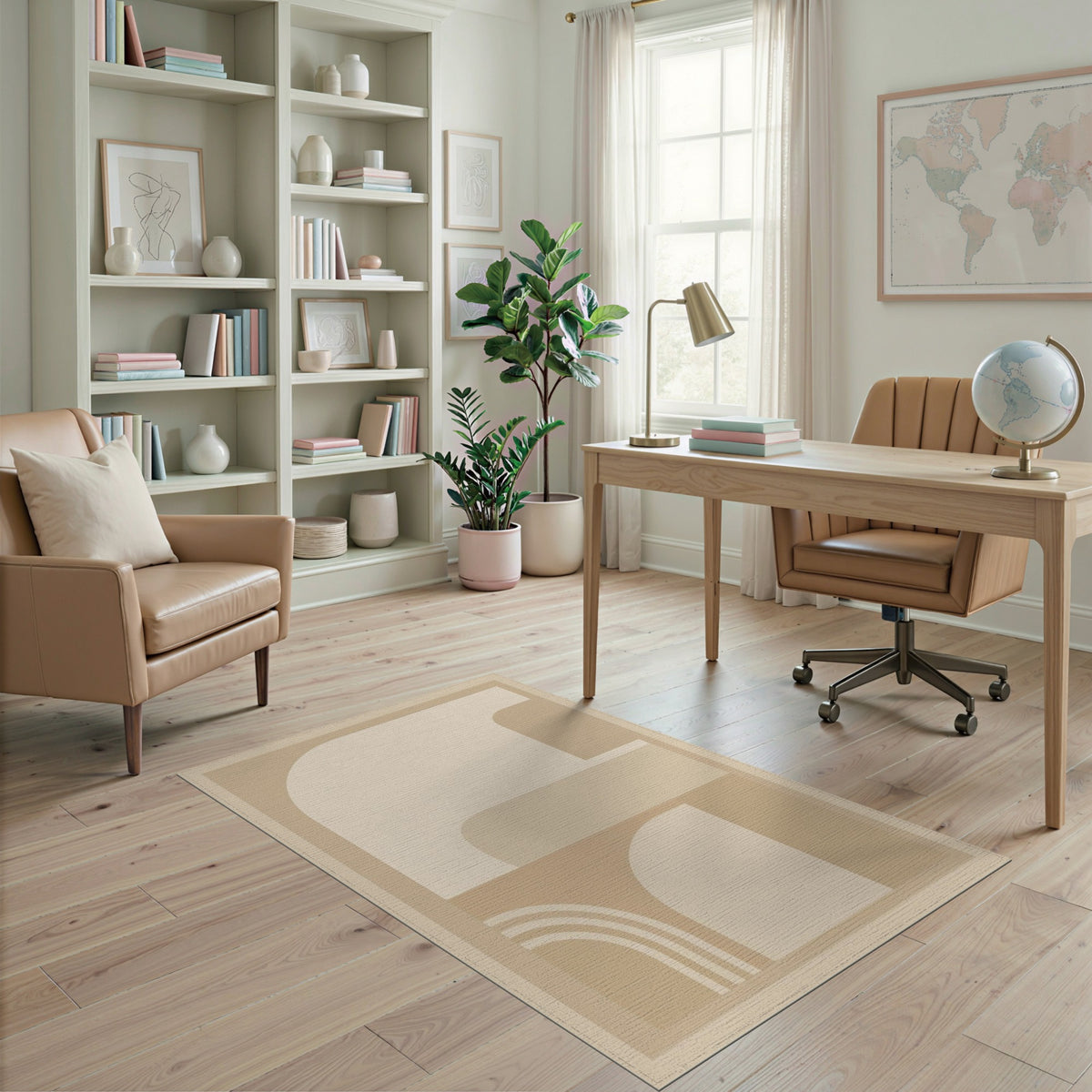 Beige and Neutral Arch Beige Geometric Arch Area Rug