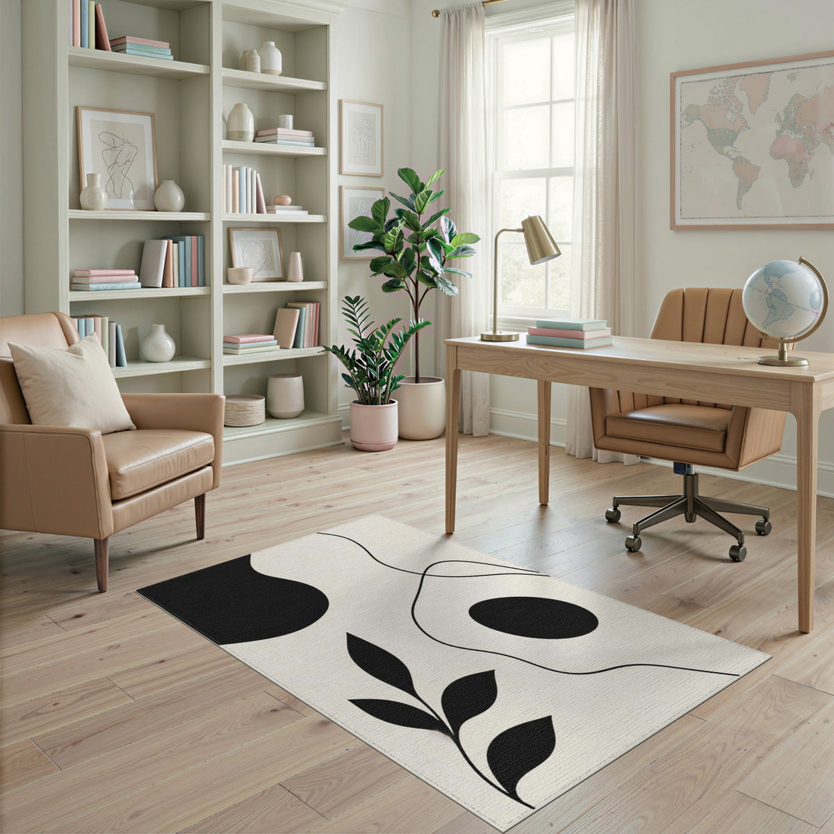 Black White Abstract Area Rug