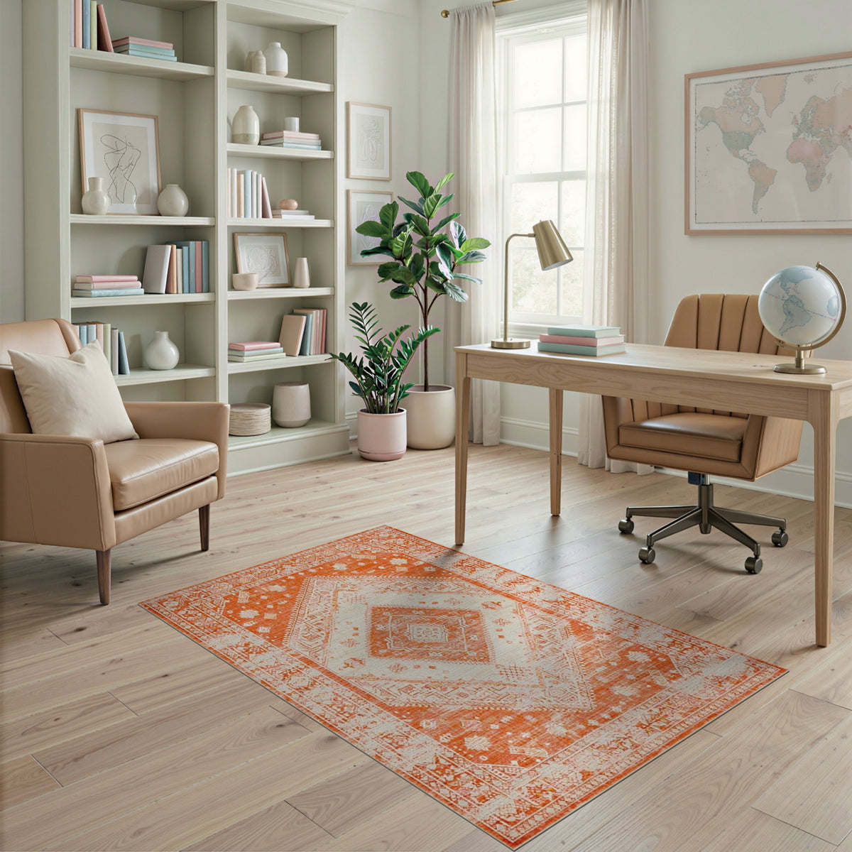 Orange Distressed Vintage No. 8 Area Rug