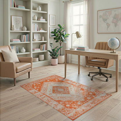 Orange Distressed Vintage No. 8 Area Rug