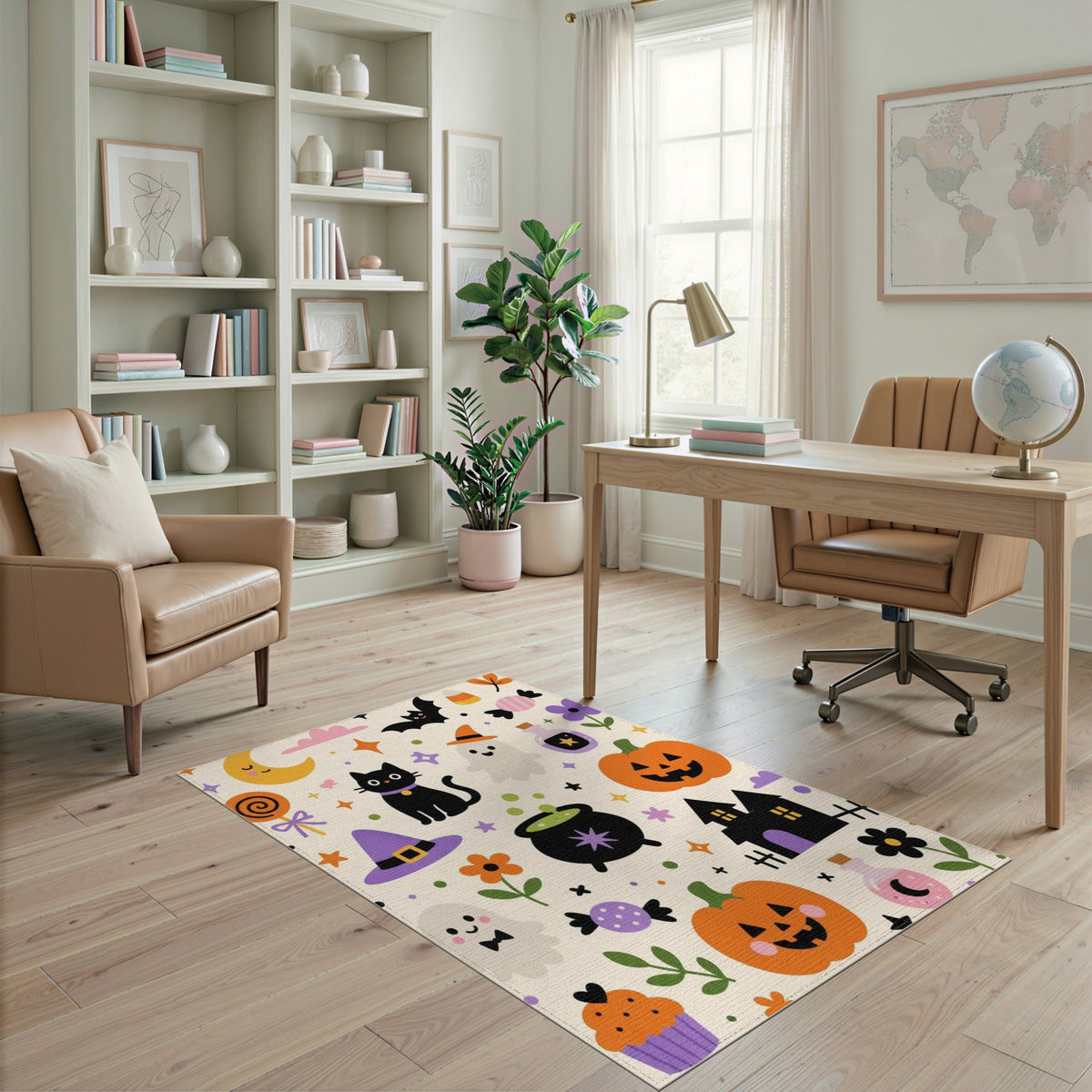 Multi-color and Patterns Halloween Cartoon Kids Area Rug