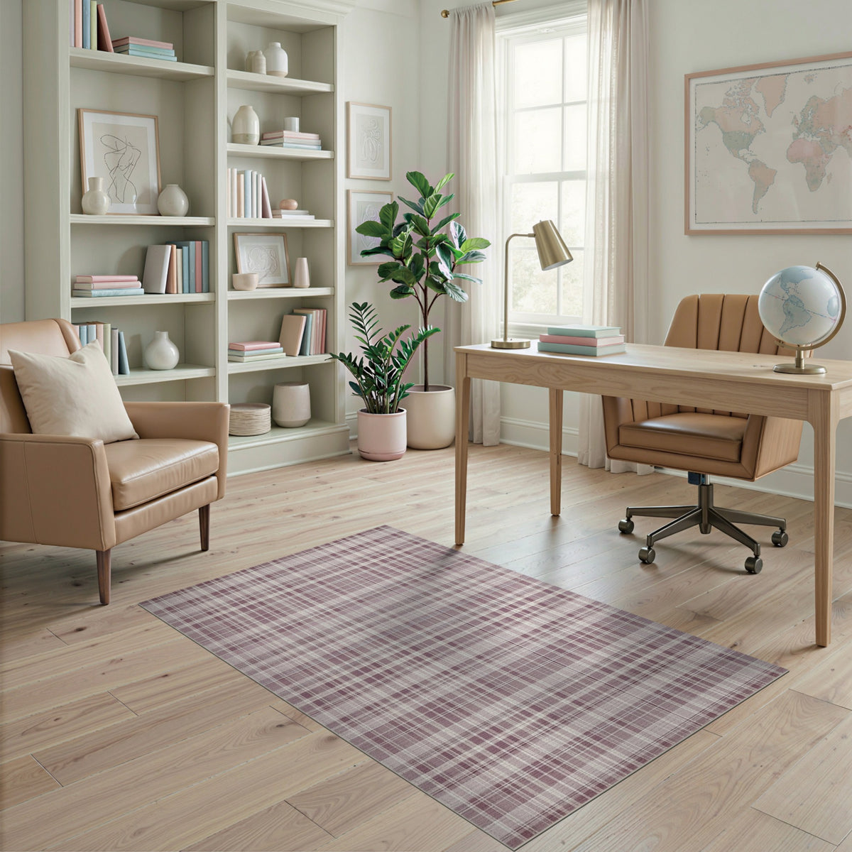 Plaid Purple Plaid Geometric Area Rug