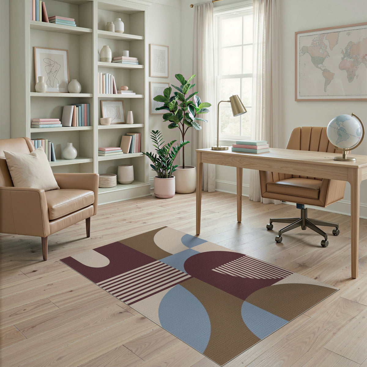 Contemporary Geometric Brown Area Rug