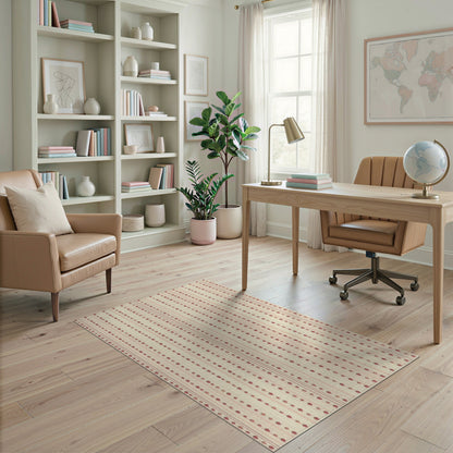 Pink Strawberry Stripe Washable Area Rug