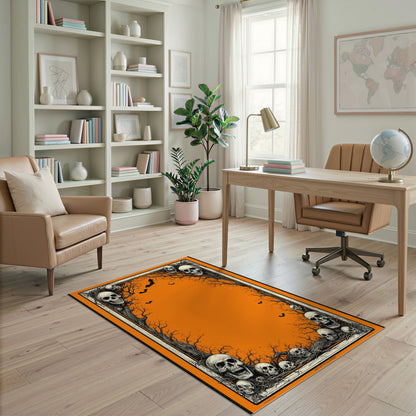 Halloween Skulls Orange Area Rug