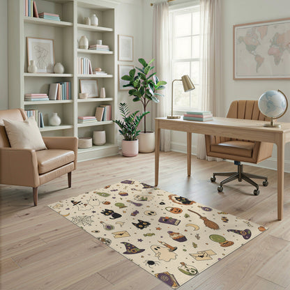 Halloween Ghost Cat Kids Cartoon Washable Area Rug